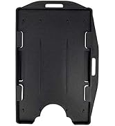 Hard Plastic Id Card Holder - Black Badge Holders for Lanyard, Horizontal