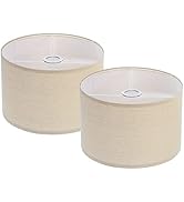 PATIKIL Drum Lamp Shades Set of 2, 12"x12"x8" Linen Lamp Shade Easy Assembly Lampshade for Table ...