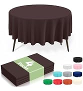 misaya 4 Packs Disposable Plastic Table Cloth, 84" Round Waterproof Tablecloth, Leakproof & Sturd...