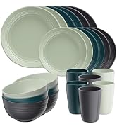 Quatish 24 Piece Plates and Bowls Sets for 6, Unbreakable Dinnerware Sets, Plastic Dish Set for C...
