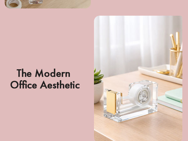 Gold tape dispenser Clear tape dispenser Non-slip, Heavy-duty Modern desk organizer, aesthetic