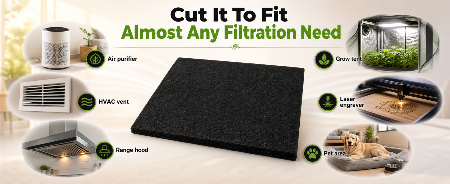 Multi-purpose coconut carbon filter for indoor air filtration