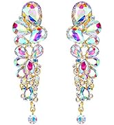 EVER FAITH Women's Austrian Crystal Gorgeous Tear Drops Wedding Dangle Clip-on Earrings