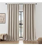Joydeco Faux Linen Curtains 84 Inch Length 2 Panels Set, Light Filtering Curtains for Bedroom, 52...