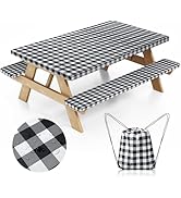 Nimalpal Picnic Table Cover with Bench Covers and Bag, Camping Essentials Camping Table Cover wit...