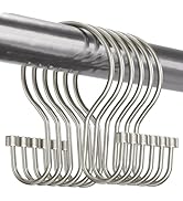 Bathway Shower Curtain Hooks Nickel Shower Curtain Rings with Cylindrical Design, 12Pcs Metal Sho...