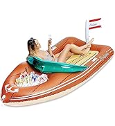 JOYIN Giant Boat Pool Float with Cooler - Inflatable Boat Funny Pool Floats Raft with Reinforced ...