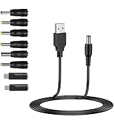 LIANSUM USB to DC 5V Power Cord, Universal DC 5.5x2.1mm Cable with 8 Connectors (6.4x4.4, 5.5x2.5...