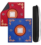 Cedilis Set of 2 Mahjong Mat with Carrying Bag, Anti Slip Mahjong Table Cover Mat for Tile Games,...