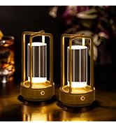 UMLAEN Rechargeable Table Lamp Cordless, 3 Color | Crystal | Stepless Dimming, for Bedroom, Cafe,...