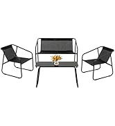 DUMOS 4 Piece Patio Furniture Set,Outdoor Patio Furniture Conversation Set with Table, Patio Sect...