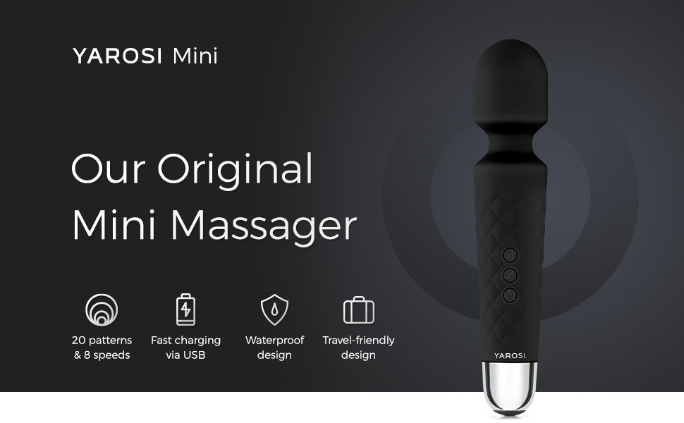 Yarosi Mini Massager Our Original Travel Friendly Fast Recharging wireless 20 patterns and 8 speeds