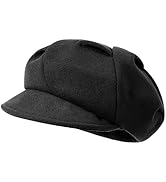 huablo Women's Folds Wool Newsboy Cap - Soft Brim, Convertible to Beret Style - Vintage Gatsby Ca...