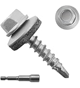 JEGONFRI 300pcs #10 x 1 Galvanized Hex Head Self-Drilling Metal Roofing Screws, EPDM Washer, No P...