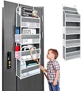 Andahoom 4 Shelf Over The Door Organizer with 4 Side Mesh Pockets, 44lb Weight Capacity Hanging B...