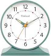 Tinload 4.5" Antique Retro Analog Alarm Clock, Small Silent Bedside Desk Clock with Manual Light,...