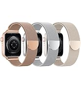 BELONGME 3 Pack Mesh Loop Compatible with Apple Watch Band Women Men 38mm 40mm 41mm 42mm 44mm 45m...
