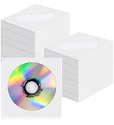 Krijuess CD DVD Sleeves 200 Pack, White CD DVD Sleeves Envelope Holder with Clear Window and Flap...