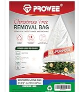 PROWEE White Christmas Tree Storage Bag for 7.5–9 FT Trees, Semi-Translucent Tear-Resistant Plast...