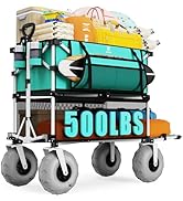 Navatiee 500Lbs Double Decker Wagon, 400L Large Capacity Heavy Duty Beach Cart with 9" Balloon Wh...