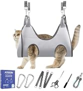 ATESON Pet Grooming Hammock Harness for Cats & Small Dogs (XXS), Dog Nail Trimming Sling with Cli...