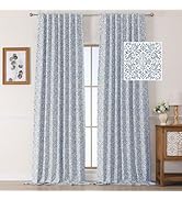 OWENIE Extra Long Total Blackout Curtains for Bedroom 108 Inch Long 2 Panels, Blue Medallion Prin...