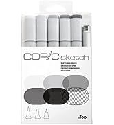 Copic Sketch Markers 5/Pkg W/Multiliner Pen, Sketching Grays