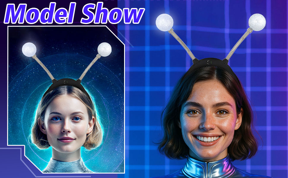Light up alien headband LED Antenna headband martian antenna headband alien eyes headband for women