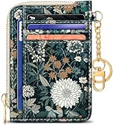 GIANCOMICS Slim Wallet Credit Card Holder Women, Vintage Weeds Floral Rfid Small Card Case, Keych...