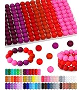 160PCS FIVEIZERO 15mm Silicone Beads for Keychain Making - Mixed Color Round Rubber Beads Bulk, D...