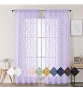 WelvetBLK Lavender Sheer Curtains 84 Inches Long 2 Panels Set for Bedroom Living Room, Soft Solid...