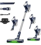 Cordless Vacuum Cleaner: 30KPA Powerful Suction Stick Vacuum, Anti-Tangle Brush for Pet Hair, Por...