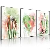 Frimeeme 3Pcs Teen Girl Wall Art, Boba Tea Heart Wall Art for Teen Girls Bedroom Dorm Decor 12x16...