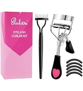 Pinkiou Eyelash Curlers with Comb and Eyelash Separator Set Professional Lash Curler with Built-i...