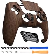 eXtremeRate Luna Redesigned Wood Grain Front Shell Touchpad Compatible with ps5 Controller BDM-01...