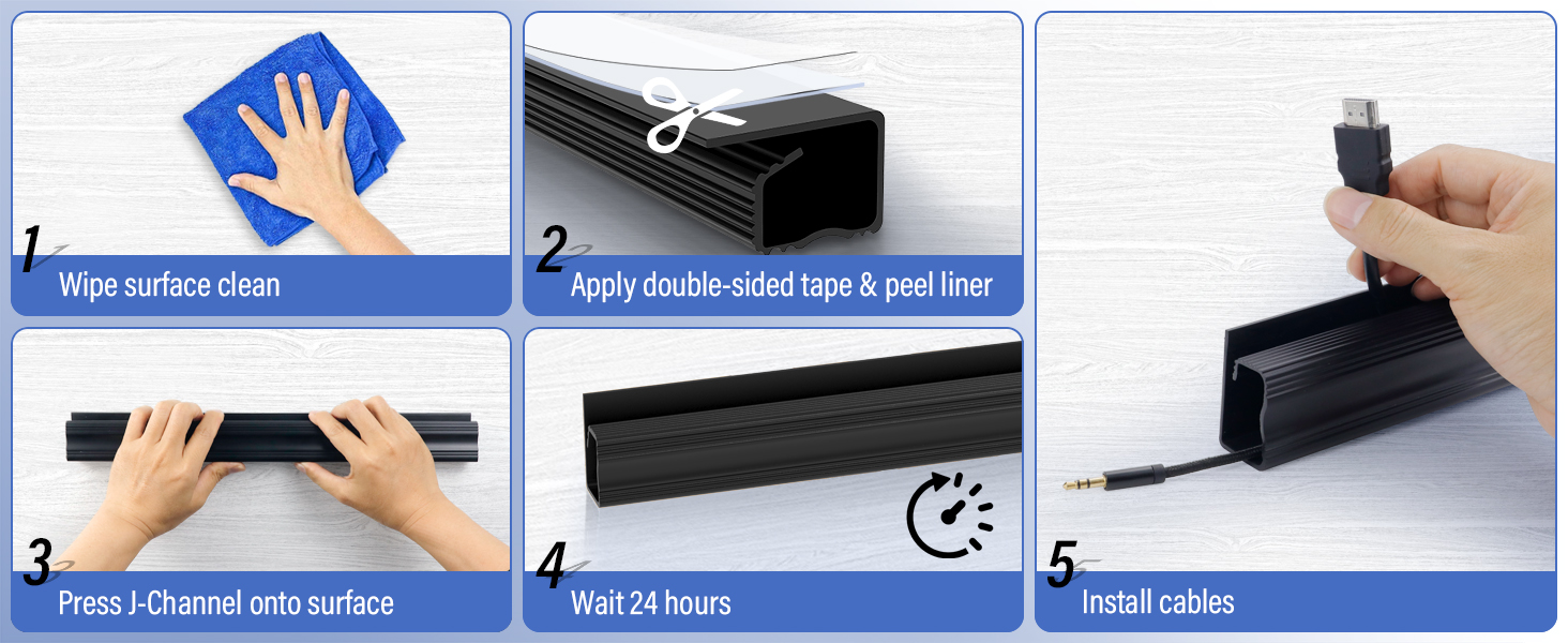 Cable Management Under Desk Kit 6 Units Cable Hider Cord Management Under Desk Cord Organizer Tray