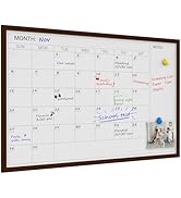 Comix Magnetic Dry Erase Calendar Whiteboard,36 * 24 inches Wooden Brown Frame