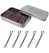 220 Count Mini Wavy 1.38 Inch Bobby Pins Brown, YINGFENG Small Hair Bobby Pins with Storage Box f...