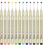 Muchcute 05 Micro Fineliner Drawing Art Pens: 12 Colors 0.45mm Extra Fine Point Bible No Bleed Sm...