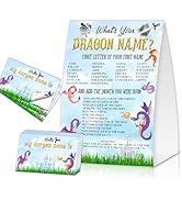 What's Your Dragon Name Game Cards, Birthday Game Supplies, 1 Dragon Name Game Double Sided Sign,...