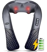 YoooJOY Cordless Shiatsu Neck and Back Massager with Heat for Pain Relief Deep Tissue, Rechargeab...