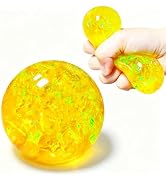 Yellow Glitter Stress Balls Fidget Toy, Squishy Balls for Kids - Stretch and Pull, Squishy Squeez...