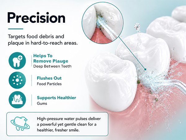 SimpliCare F5039 cordless water flosser with 8 tips for daily oral care