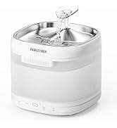 PAWGETHER Cat Water Fountain, 67oz/2L Ultra Quiet Pumpless Design | Stainless Steel Tray, 1 Filt...