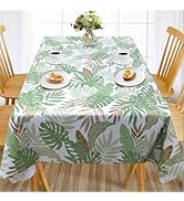 AIRCOWRIE Waterproof Vinyl Tablecloths, Heavy Duty Oil Spill Proof Plastic Table Cloth with Soft-...