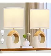 EJIAXIN Table Lamp for Bedroom Set of 2 - Bedside Table Lamps with 3 Color Temperatures - Boho Ra...
