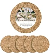 Round Woven Placemats Plate Chargers Set of 6, 13 inch Natural Wicker Place Mats, Farmhouse Boho ...