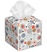 Multicolor Circles Tissue Box Holder,Cube Tissue Box Cover Holder,Leather Facial Paper Organizer ...