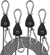 STAYGROW 4-Pack 1/8" Adjustable Rope Hanger, Heavy Duty Ratchet Tie Down Strap with Reinforced Me...