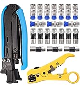 Taiss Coaxial Cable Compression Tool Kit,with 20 PCS F Style RG6 Compression connectors,Coaxial C...